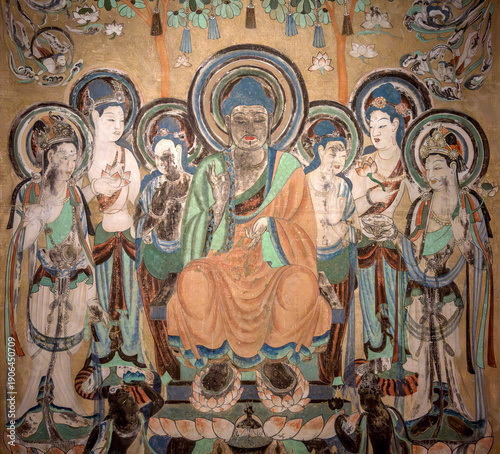 The Buddhist murals in ancient Chinese temples.