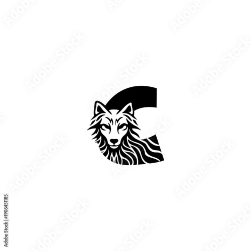 Mystic Wolf Head Letter C log...