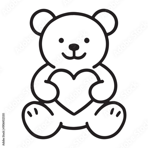 Cute teddy bear illustration for a childhood toy or Valentine's gift