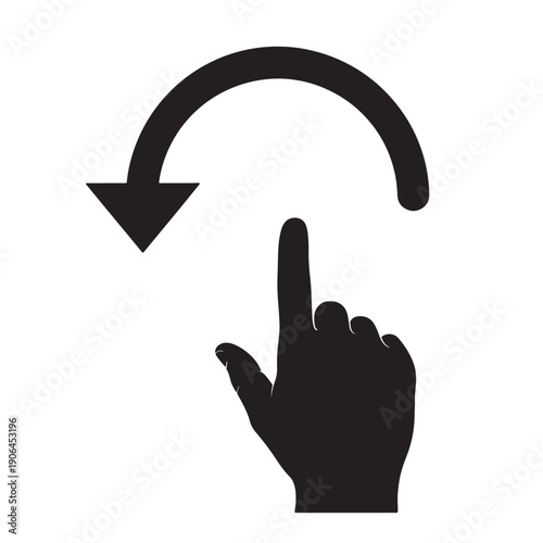 A hand pointing at a circular arrow indicating a refresh or update action.