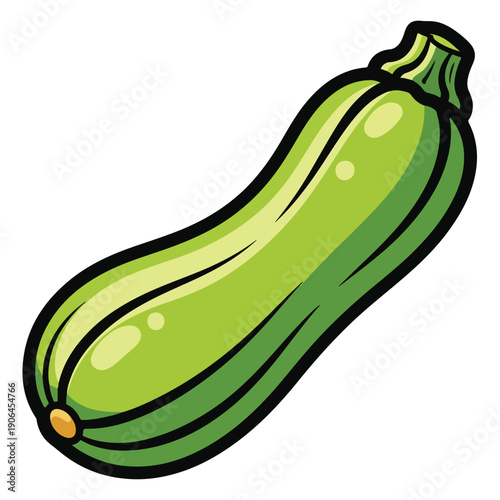 A cartoon-style green zucchini