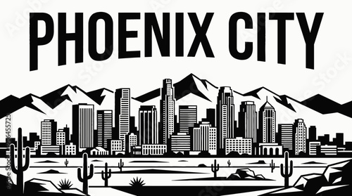 phoenix city skyline urban architecture downtown landmark travel tourism america usa landscape metropolitan business culture modern famous district with arizona desert mountains