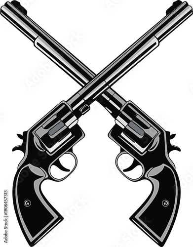 Two Crossed Revolvers with Bullet Trails Western Style Icon