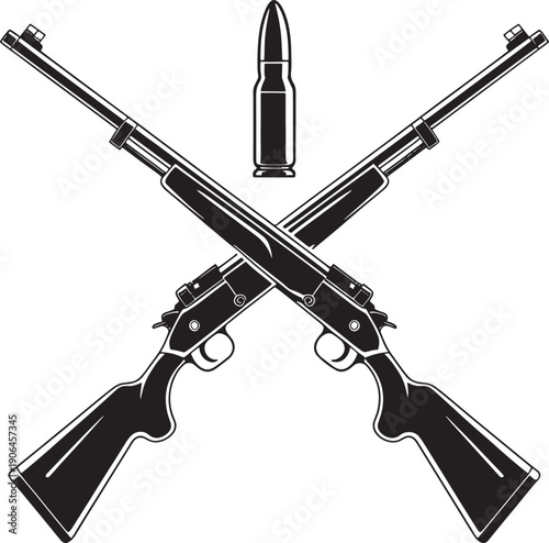 Crossed Rifles with Bullet, Hunting Symbol