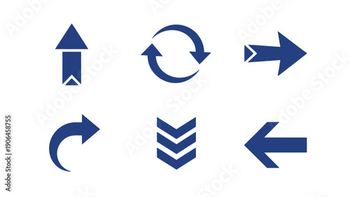 Arrow icon set on transparent background for navigation and direction