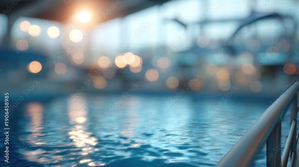 Obraz premium Blurred background of dolphinarium used for aquatic themed design.