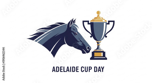 Horse head with trophy cup adelaide cup day event symbol