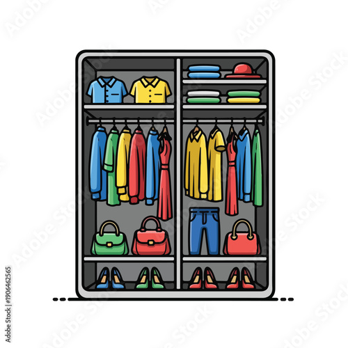 A colorful cartoon closet