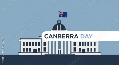 Australian parliament house canberra day celebration illustration