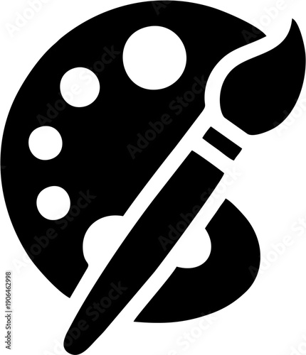 Artists palette with brush icon simple black silhouette for art and creativity concepts isolated on white background