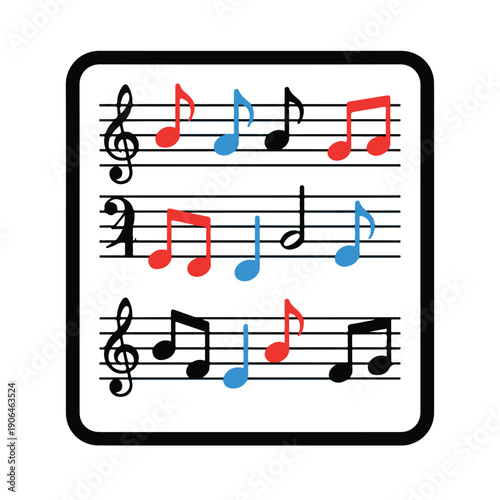 A colorful musical staff with notes