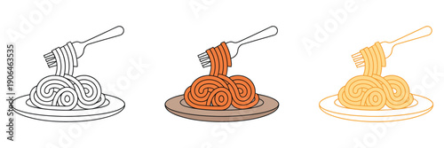 Spaghetti noodles icon vector illustration, ideal for restaurant menus, food blogs, culinary guides