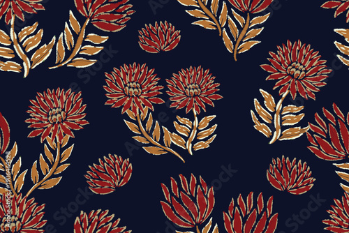 Seamless paisley embroidered floral motif pattern in vector, for design, fabric, wrapping, digital motif, background, wallpaper, print, clothing, etc.