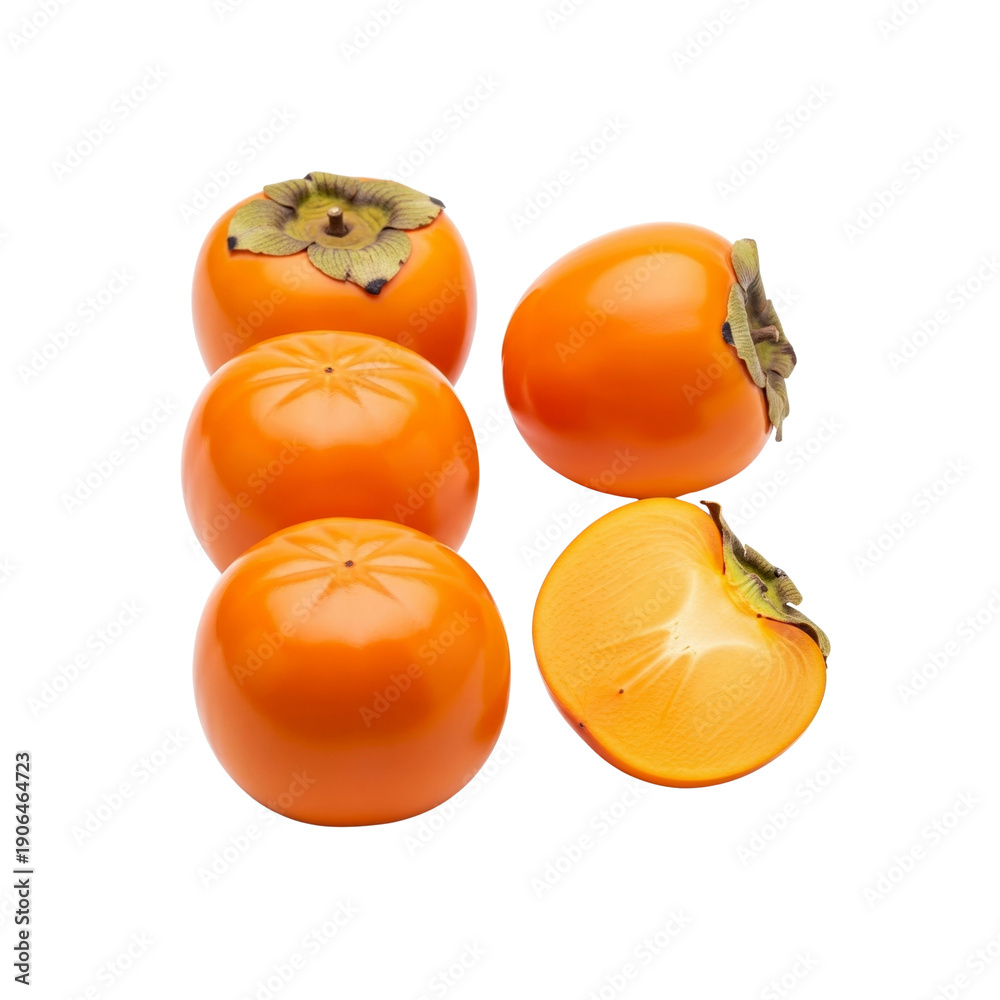 Obraz premium Group of persimmon fruits isolated On Transparent Background