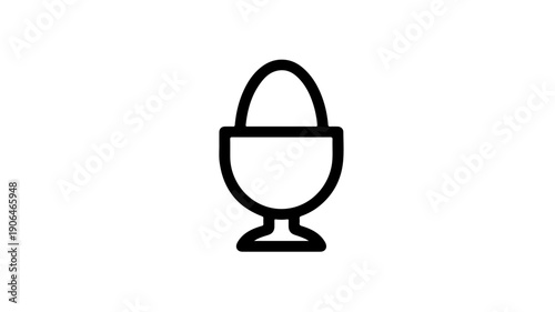 A minimalist black line icon of a soft boiled egg in an egg cup on a white background
