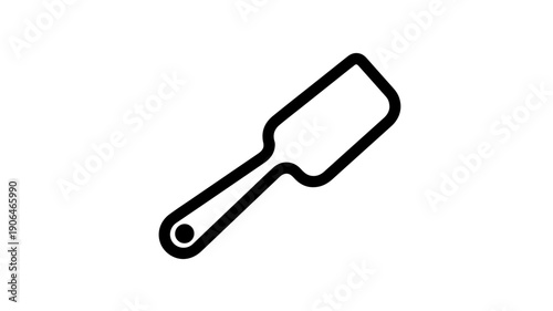 Minimalist black line icon of a kitchen spatula on white background for cooking and baking