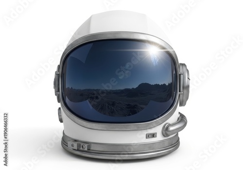 Wallpaper Mural Head protection gear reflects a rugged, sunlit alien terrain under a dark sky Torontodigital.ca