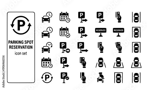 Parking Spot Reservation Reserved-Parking Spot-Booking Parking-Reservation Reserved-Spot Parking-Allocation Spot-Reserved Vector Icon Set - Reserved Parking