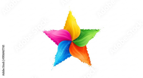 Colorful star symbol illustration with vibrant rainbow colors and rough edges on a white background representing creativity and positivity