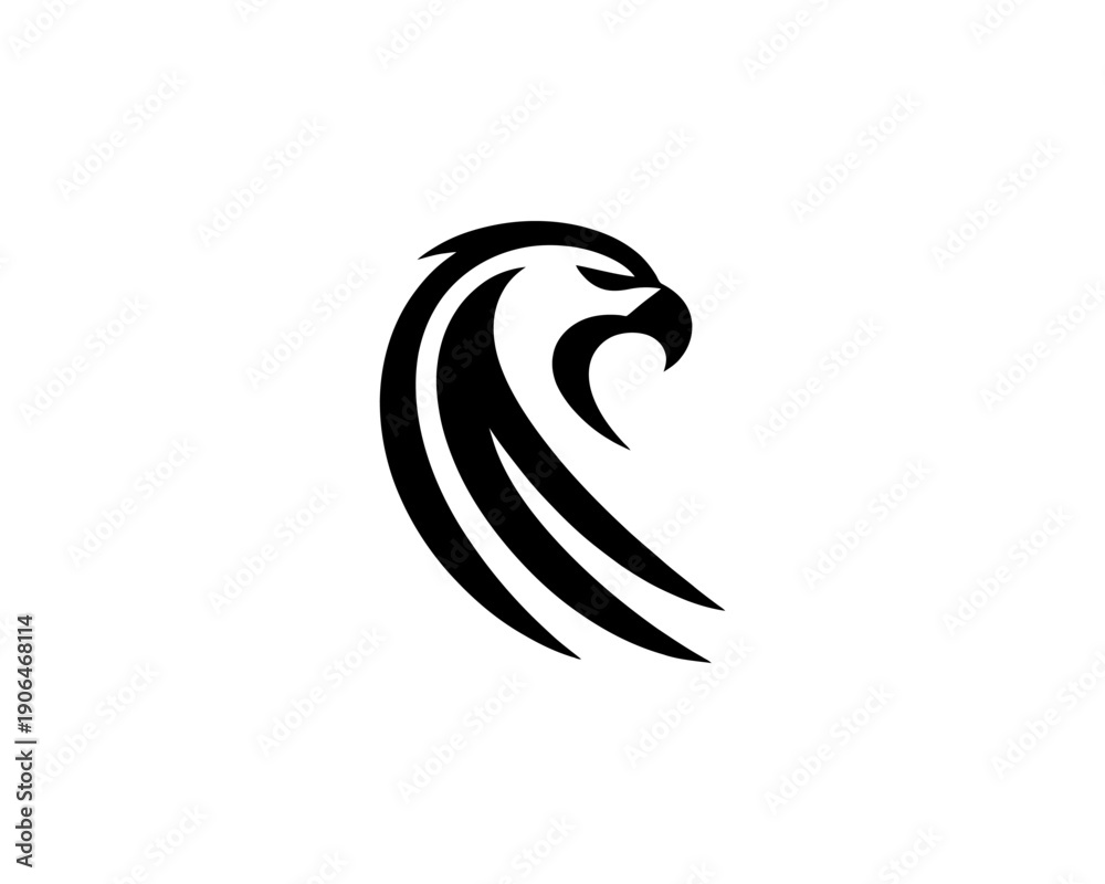 Obraz premium Eagle logo design vector illustration black and white icon