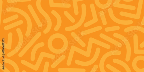 Modern abstract geometric pattern with curved and linear elements in bright orange, ideal for creative and trendy designs.