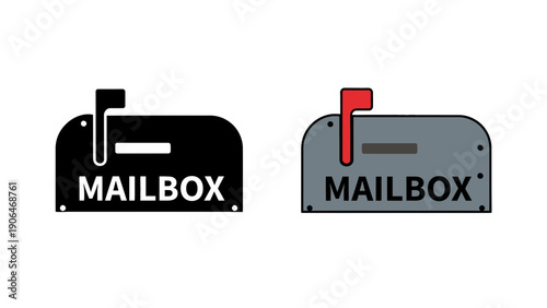 Two mailboxes with flags raised on a white background