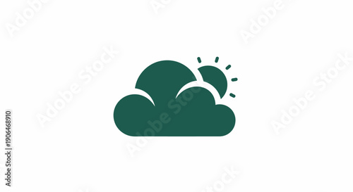 Green cloud with sun icon representing weather forecast and climate.