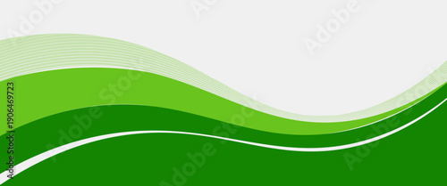 Abstract White and Green wave wide background banner