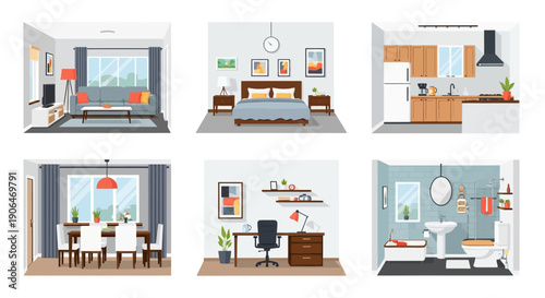 Modern Home Interior Design Elements Collection.