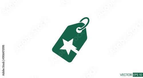 Green tag with a star symbol, representing a concept of value and quality.