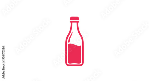 Red bottle icon with liquid, representing beverages or condiments, on a white background.