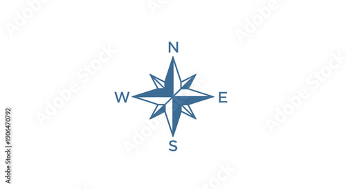 Simple blue compass rose indicating cardinal directions on a white background, useful for navigation and mapping concepts.