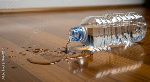Water spilling from plastic bottle