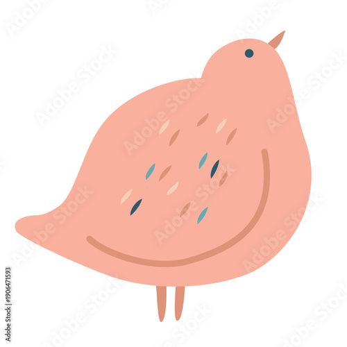 北欧デザイン風の鳥（うずら）のベクターイラスト
