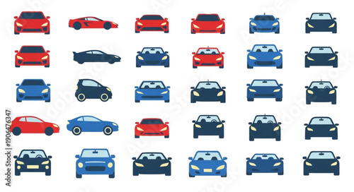 Collection of Modern Sports Cars and Sedans in Various Colors.