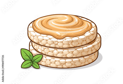 colored flat icon vector illustration rice cakes stacked with thin peanut free spread low fodmap snack