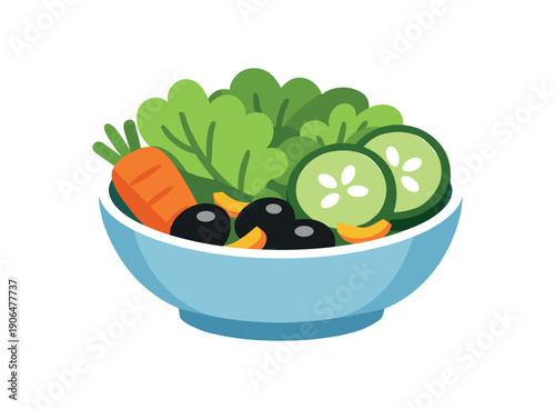 colored flat icon vector illustration salad bowl lettuce cucumber carrot olives simple low fodmap mix
