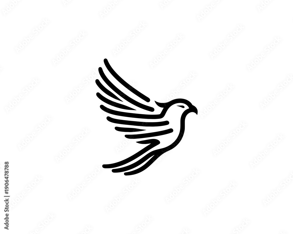 Fototapeta premium Eagle logo vector minimalist black and white icon