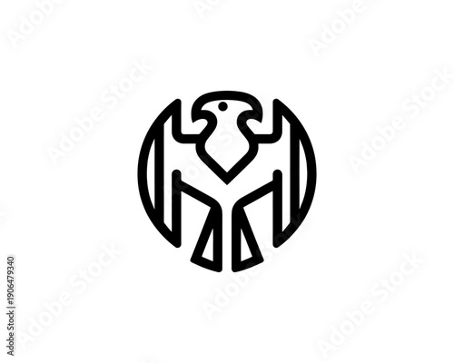 Eagle logo vector minimalist black and white icon