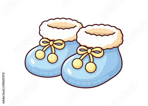 tiny baby booties with folded edge warm infant footwear clean shapes. colored flat icon vector illustration