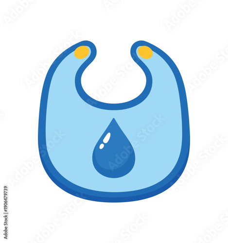 baby bib with droplet icon front feeding time accessory clean shapes. colored flat icon vector illustration