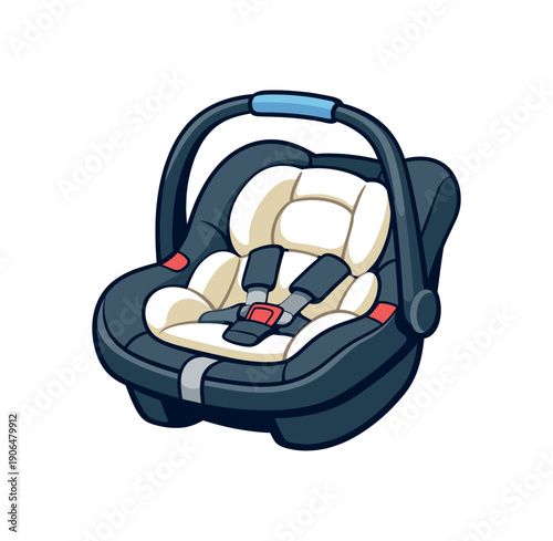 infant with soft insert and strap safe baby transport item clean shapes. colored flat icon vector illustration