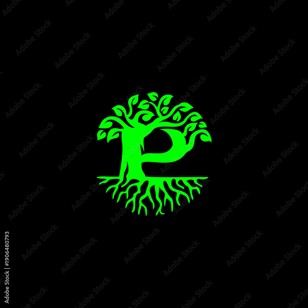 Fototapeta premium Nature Tree Root Letter P Gro...
