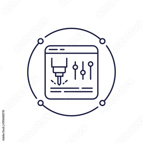 CAD, Computer-aided design line icon