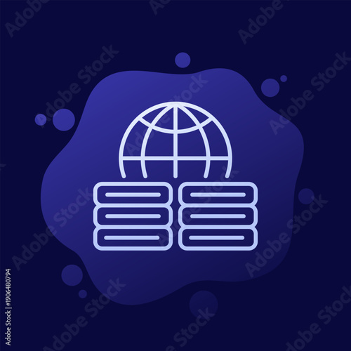 CDN icon, Content delivery network, distributed servers line vector design