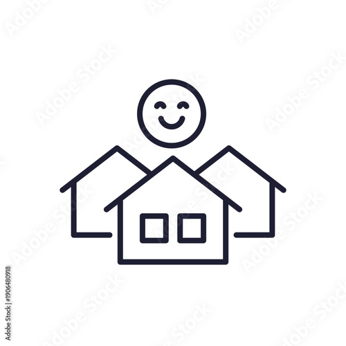 good neighbourhood icon, line design with houses