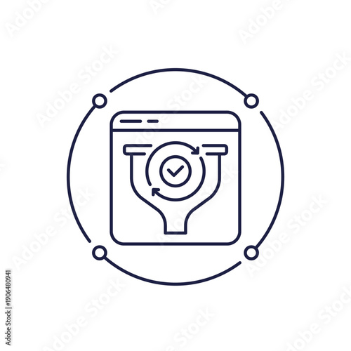lead generation icon with a funnel in line design