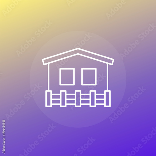 house with fence icon, line design