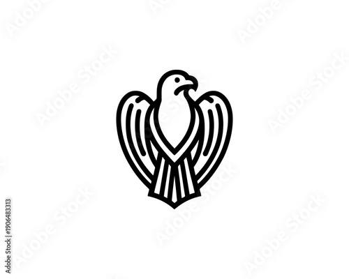 Eagle logo vector minimalist black and white icon