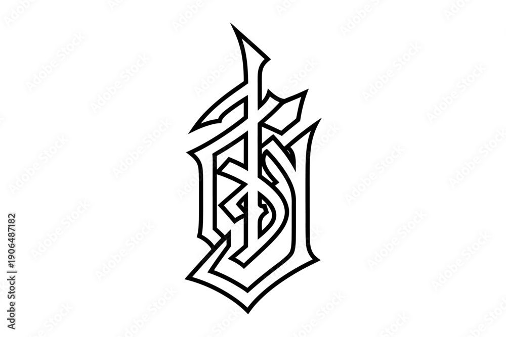 Fototapeta premium A stylized black and white logo with intricate design elements